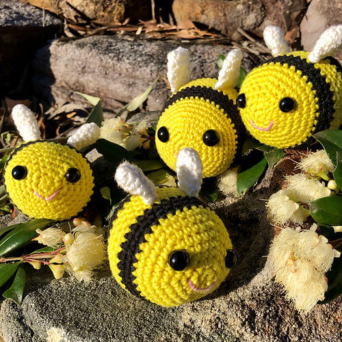 Crocheted Bee Keychains - HoneyBee Hives